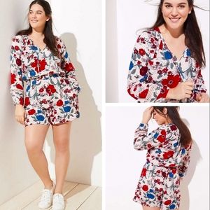 Loft beach floral crochet tie neck romper size small new with tags